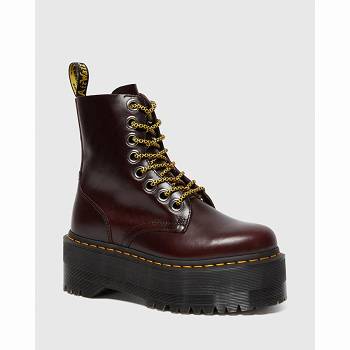 Dr Martens Női Jadon Max Bőr Platform Bakancs Bordó